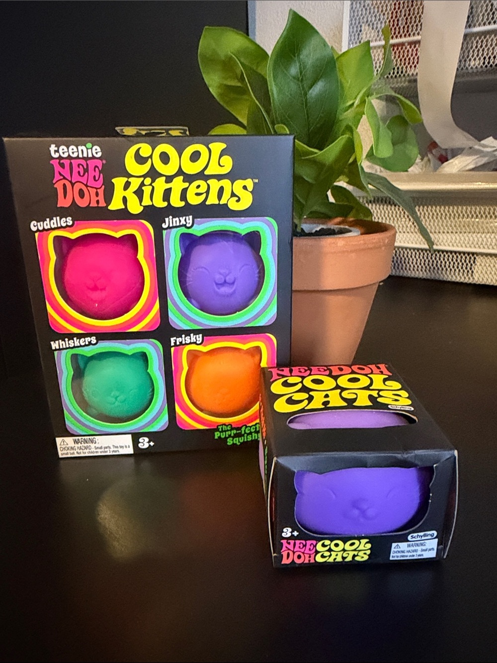 TWO 2 NeeDohs Teenie Cool Kittens set of 4 & One Purple Cool Cat Authentic